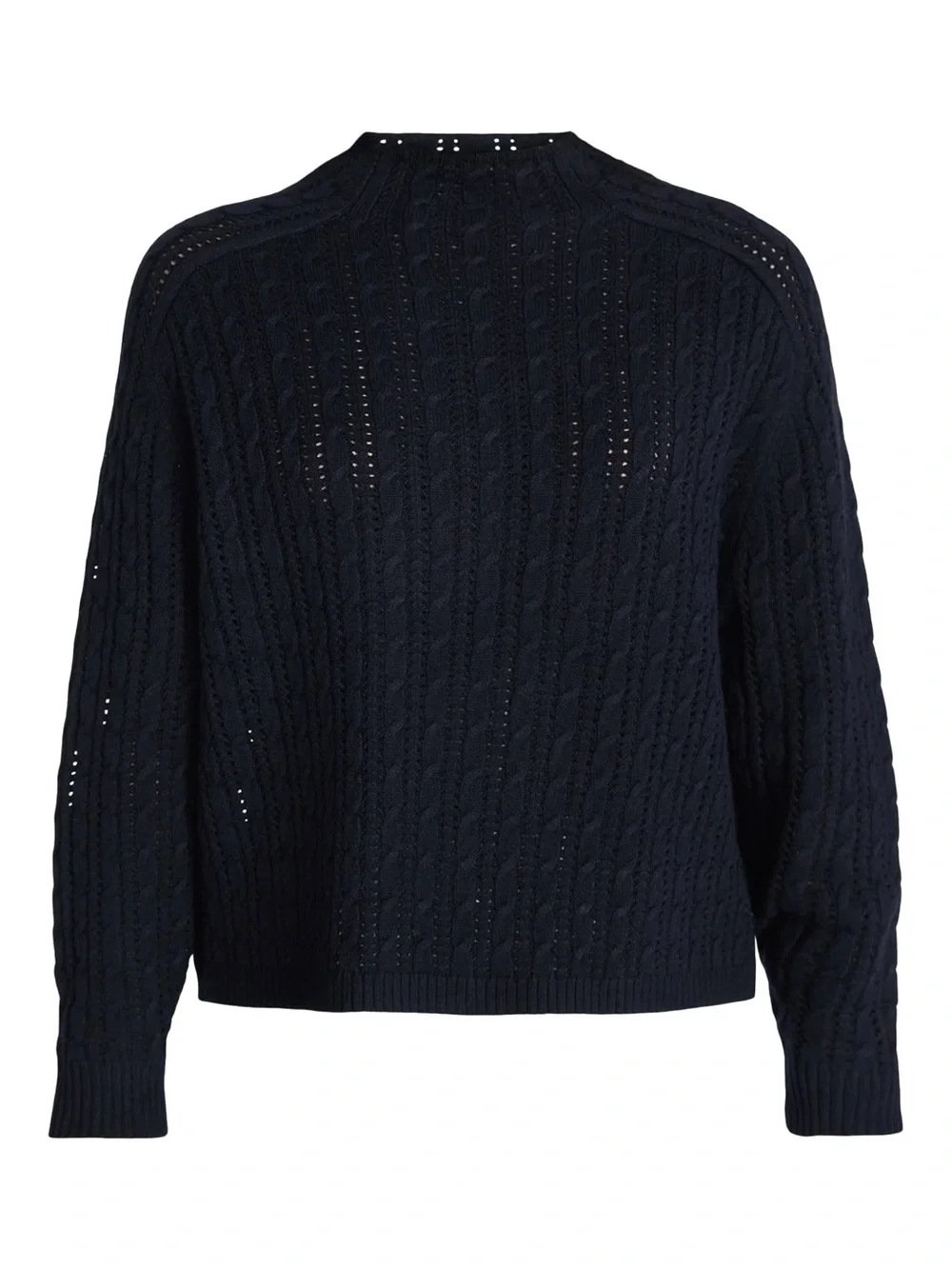 Time and Tru Navy Pointelle Mock Neck Pullover Sweater